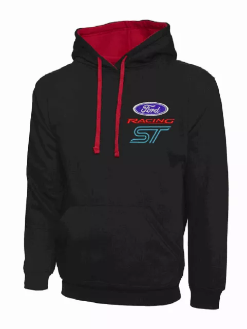 Ford Racing ST Contrast Hooded Top. Heavyweight hoody with embroidered logo.