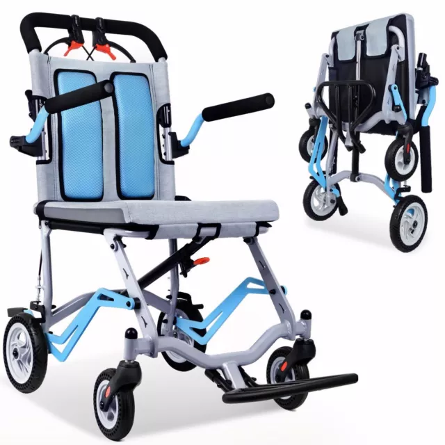 Folding Lightweight Attendant Propelled Aluminium Alloy Wheelchair with Brakes