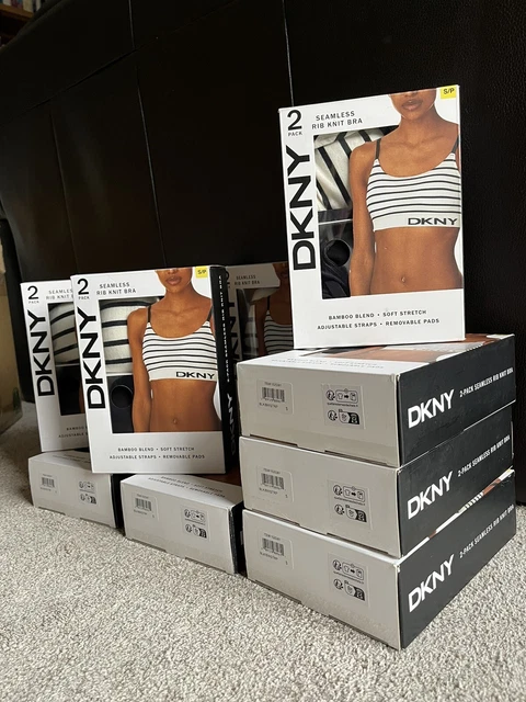 DKNY LADIES 2 Pack seamless rib knit bra/ Bralette Size S Sealed Pack  £16.99 - PicClick UK