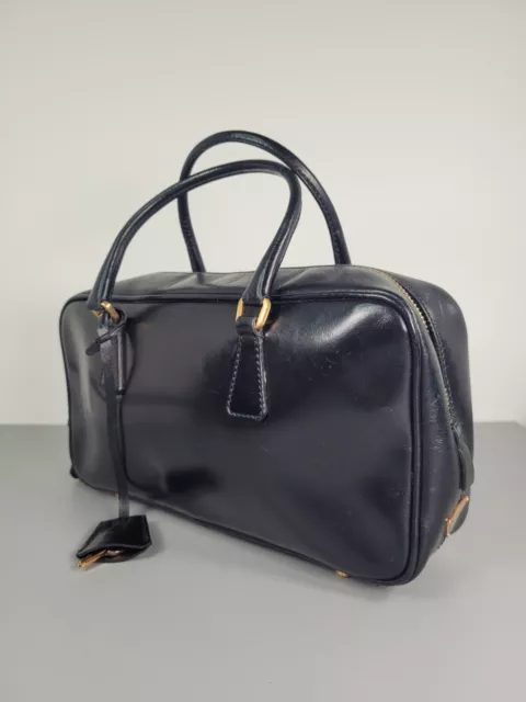 PRADA Bag. Vintage Prada bowling black leather bag.