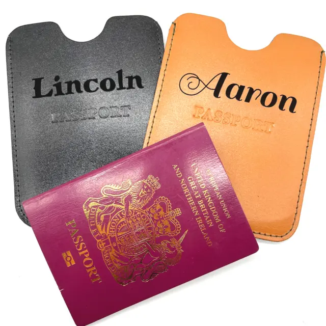 Personalised Leather Secure RFID Wallet Passport Holder Travel Cover Case Card