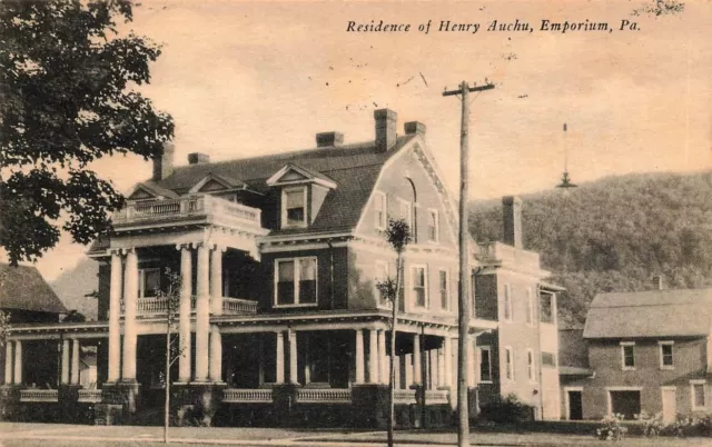 1928 Pennsylvania Photo Postcard: View Of Henry Auchu Home, Emporium, Pa