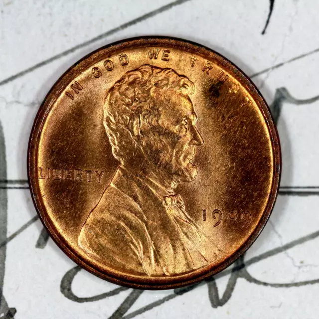 * 1909 Vdb * Blazing Red Gem Bu Ms Lincoln Wheat Penny *From Original Collection