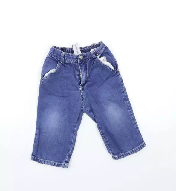 Gap Baby Blue Cotton Cargo Jeans Size 18-24 Months Button