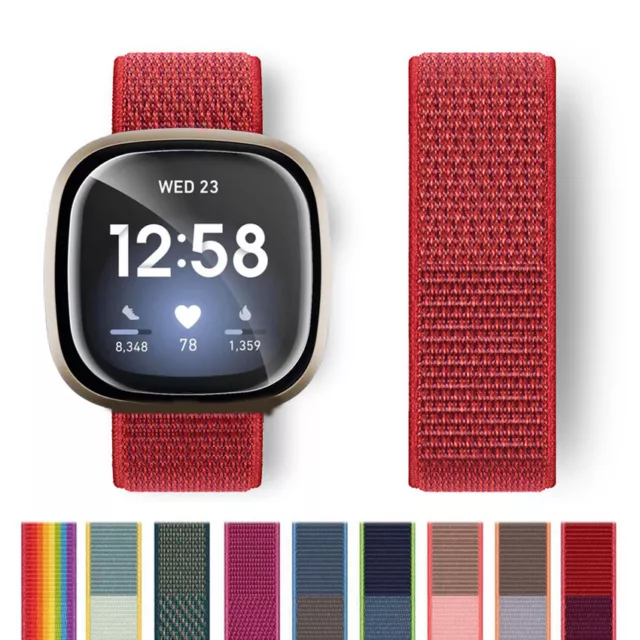 Sports Nylon Loop For Fitbit Sense 1/2 Fitbit Versa 3/4 Woven Watch Band Strap