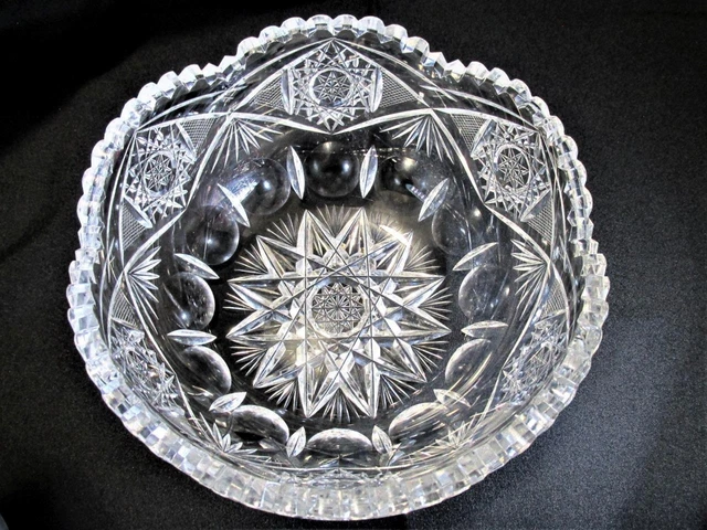 Beautiful American Brilliant Cut Glass Bowl Heavy