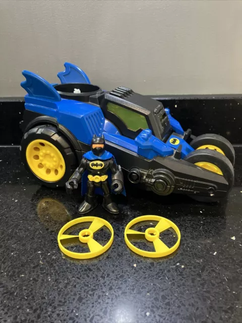 Imaginext Batman DC Super Friends: Motorized Batmobile Blue Figure Spinning Disc