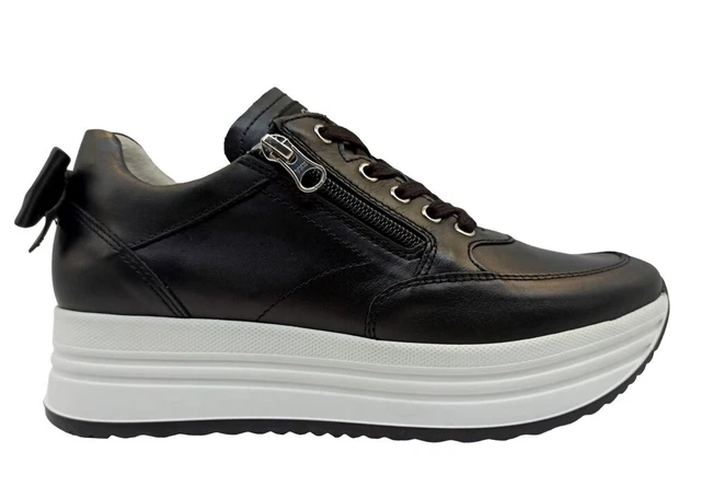 Chaussures Féminin Nero Giardini E306370D Baskets Platform Casual en Cuir Noir