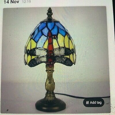 Brand New tokira Tiffiny Style lamp Red Dragonfly 6 Inch Mini Stained Glass Lamp