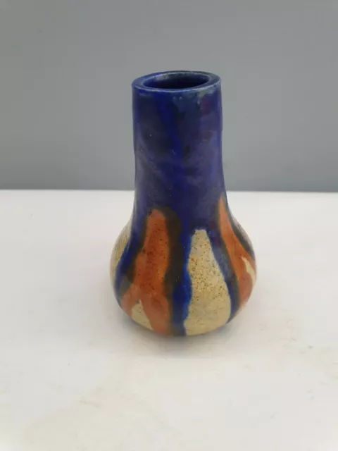 Petit Vase En Gres Jaspe  Ancien