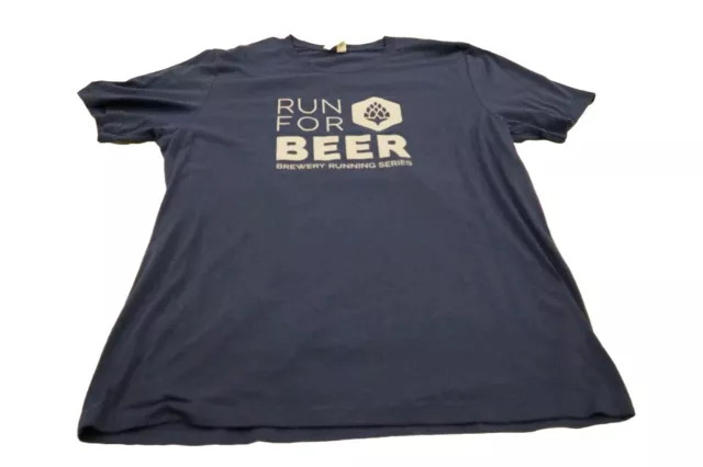 Run For Beer! Brewery Running Series T-shirt XL Unisex Blue - Craft Beer