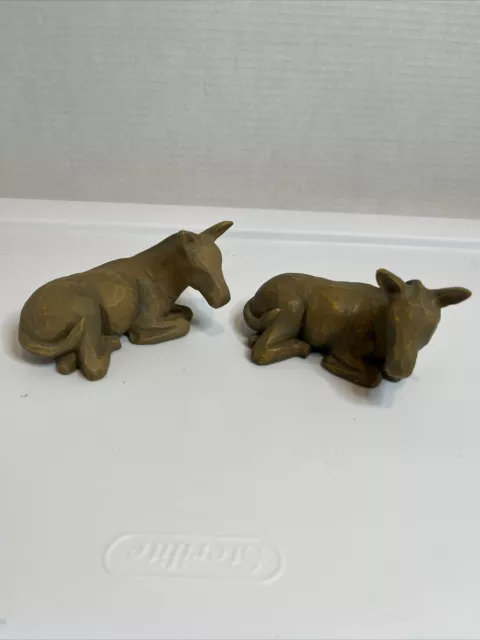 2x Willow Tree Nativity Donkey Figurines  Demdaco 1999 Susan Lordi Christmas