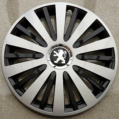 Silver/Black 14" wheel trims,hubcaps  to fit Peugeot 107 (Set of 4)