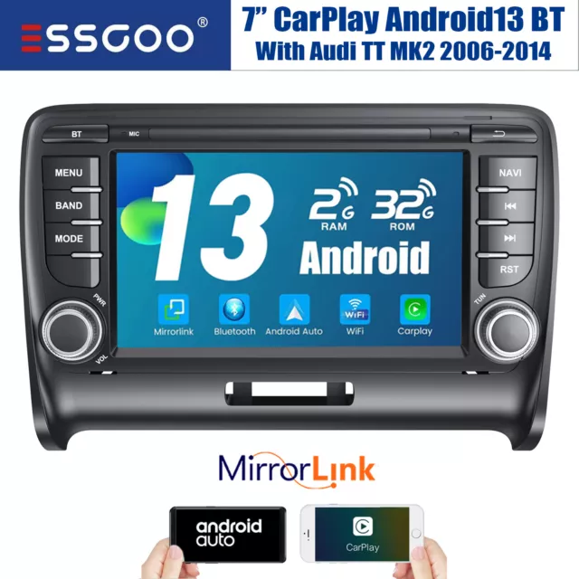 For Audi TT MK2 2006-2014 Car Stereo Radio Android 13 2+32G CarPlay Touch Screen