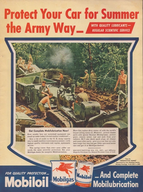 1945 MOBIL Mobilgas WW2 US ARMY 82nd 101st Airborne Division Vintage Print Ad
