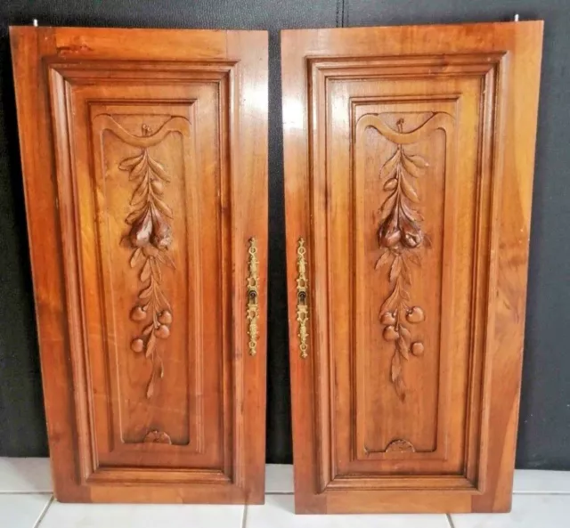 27" Pair French Antique Architectural Hazelnut Panel Door Solid Oak