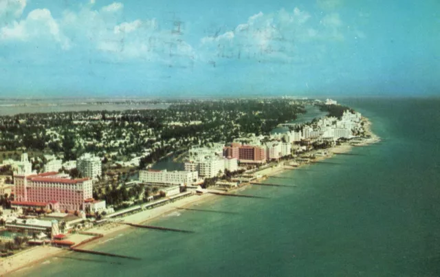 Postcard FL Miami Beach Florida Aerial View Posted 1958 Chrome Vintage PC G4262