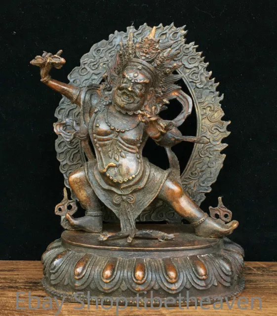 9.2" Old China Bronze Gilt Buddhism Vajradhara Vajrabhairava Buddha Sculpture