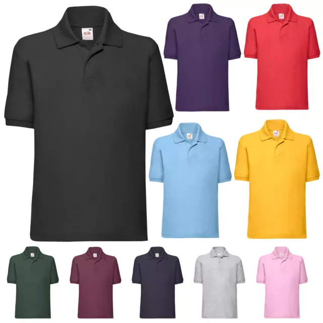 Fruit Of The Loom Kids Boys Girls Childrens Poly/Cotton Pique Polo Shirt Ss11B