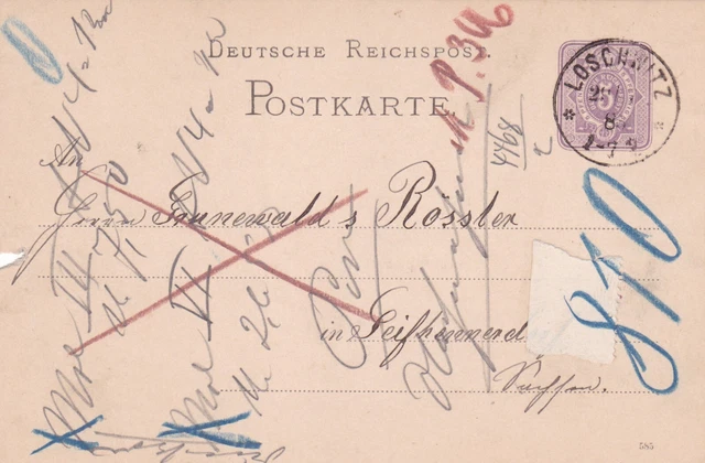 PK Dt.Reichspost , 1885 , Loschwitz