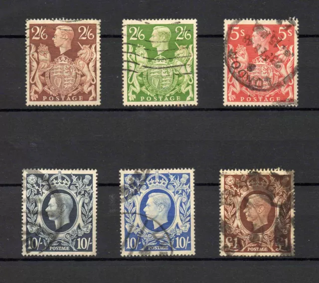 V11) Gb.  George Vi  1939.   High Value Set Of 6.  Used Stamps