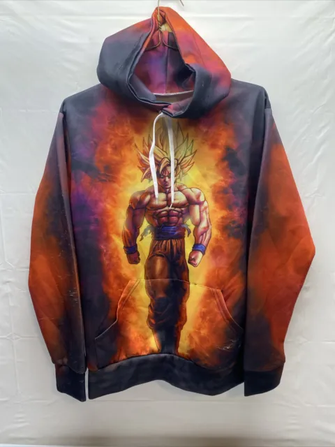 Dragon Ball Z Hoodie Medium Goku Pullover Sweater all Over Print 3D Fire
