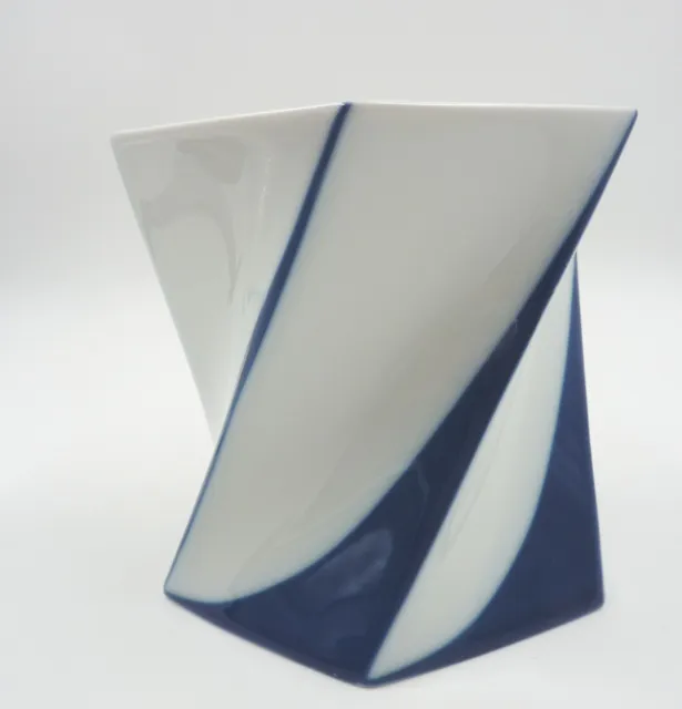 Modernistisches Designstück Vase 80er blau-weiß Rosenthal signiert van der Vaart