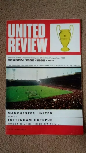 Manchester United v Tottenham Hotspur Football Programme 1968