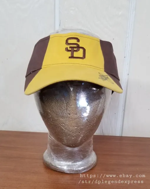 MLB San Diego Padres Vintage Brown Gold Visor Hat Cap Signed MARK KOTSAY *Note