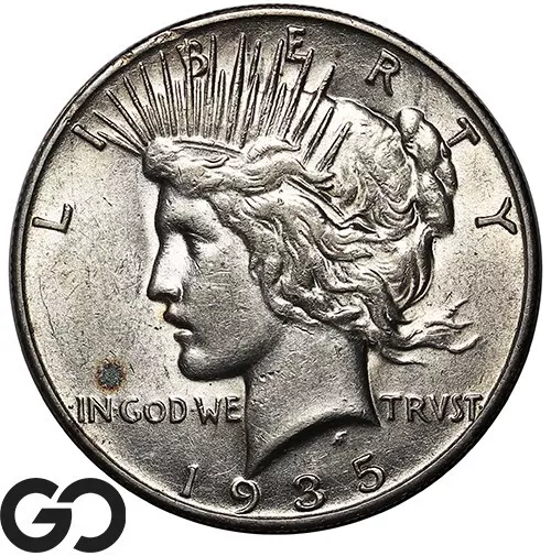 1935-S Peace Dollar, Choice AU++ Tougher Date Final Year Issue