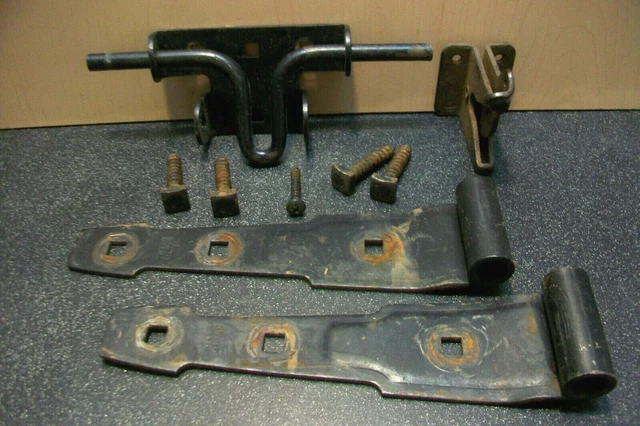 Stanley Hvy Ga Steel Slide Bolt W Lockable Gate Latch & 2 Barn Door Hinges Bolts
