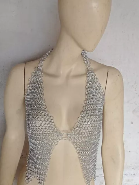 Aluminium Butted Silver Chainmail Top For Women's Fashion Purpose Reenactmemt Be 2