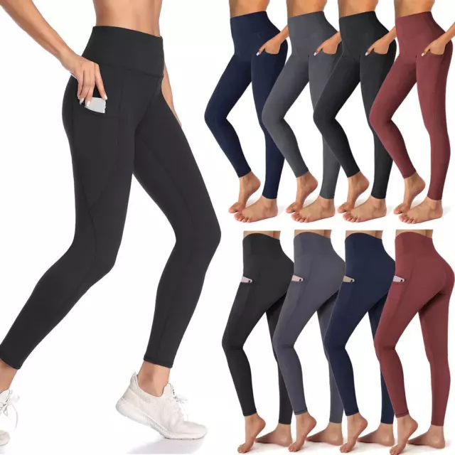 Leggings for Women Gym Yoga Pants with Pockets High Waist Workout Running Sports