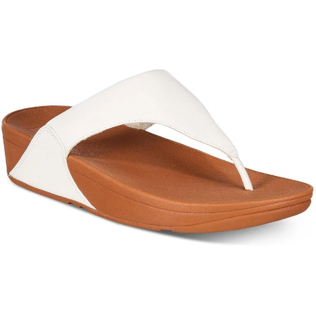 Fitflop Womens Lulu White Leather Flip-Flops Shoes 10 Medium (B,M) BHFO 4423