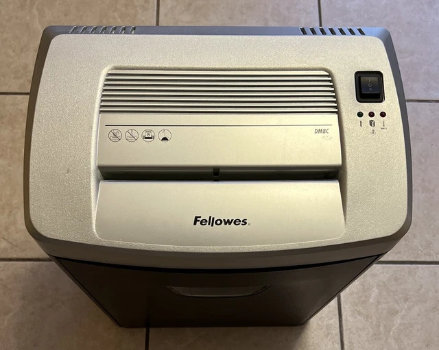 Fellowes 8 Sheet Heavy Duty Paper Shredder Black with Bin Model DM8C Tested