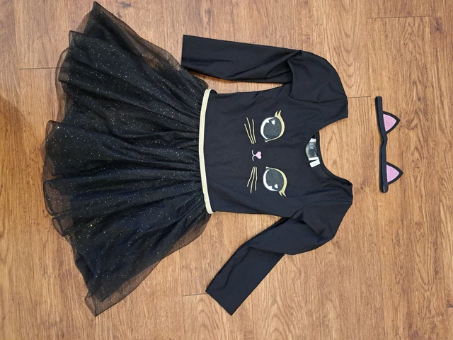 🖤KOSTÜM🖤🖤KATZE🖤MÄDCHEN🖤 FASCHING 🖤H&M🖤 134/140🖤 TOP Zustand🖤mit Ohren🖤