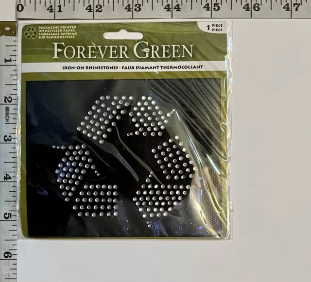 Forever Green Recycle Logo Iron-On Rhinestones Applique 5.5” x 5.5” inches