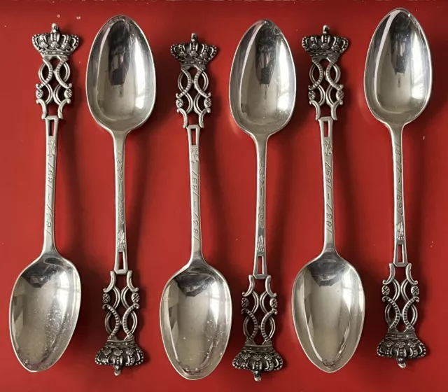 Set Of Six Sterling Silver Queen Victoria 1837-1897 Diamond Jubilee Spoons.