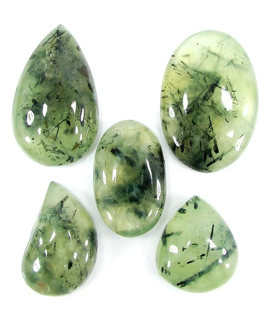 271.75 CT Vert Naturel Prehnite Pierre Précieuse Cab 25-38 MM 5 Pièces Lot -