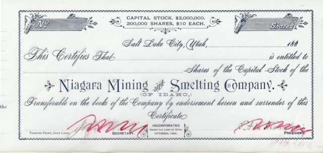 Niagara Mining and Smelting Company (of Idaho), 1880er Jahre