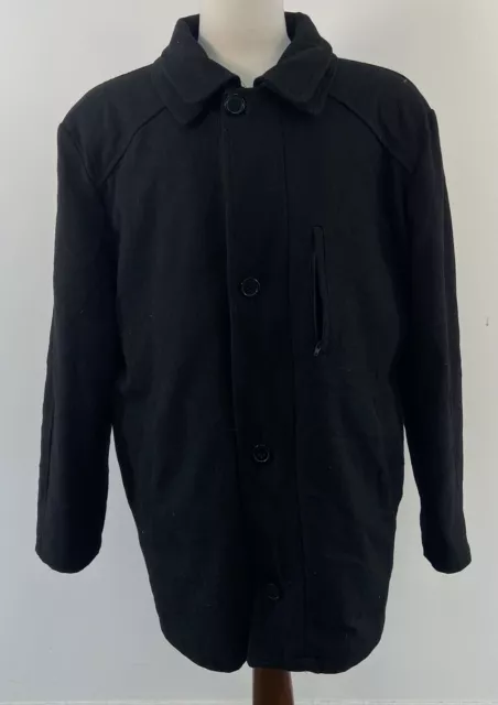 Lauren Ralph Lauren Black Wool Blend Full Zip Trench Over Coat Mens Size L