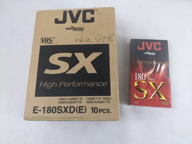 10x JVC E180 SX Blank VHS Video Tapes - 3 Hours New, Sealed AND BOXED