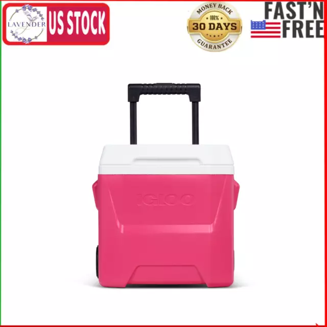 IGLOO 16 QT. Laguna Roller Ice Chest Cooler with Wheels Pink 27.88