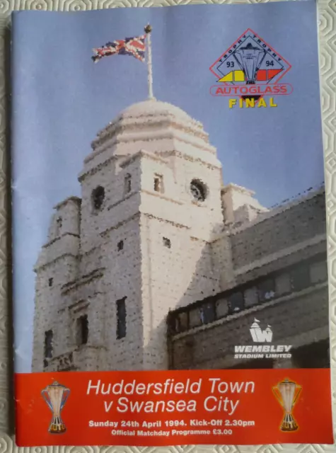 Huddersfield Town v Swansea City programme (Autoglass Final Wembley April 1994)