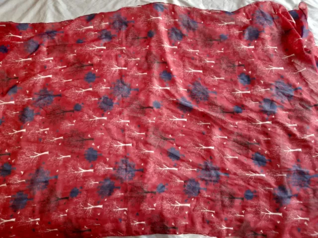 Sarong Pareo Beach Pool Wrap Cover up Shawl Scarf Red with Trees in Blue white