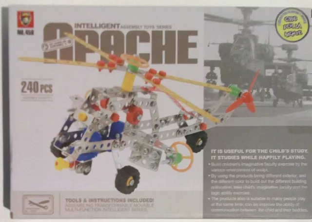 Elicottero Apache Mekkano Costruzioni In Metallo 240 Pezzi Tipo Meccano