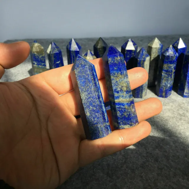 50-60mm Natural Lapis Lazuli Quartz Crystal Point Wand Stone Healing Reiki Gift 2
