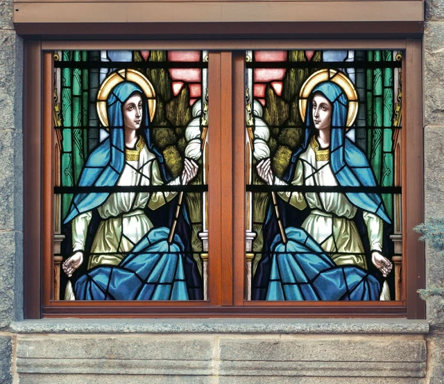 3D Blue Nun ZHU818 Window Film Print Sticker Cling Stained Glass UV Zoe