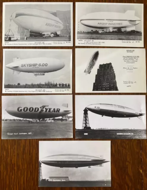 AIRSHIP DIRIGIBLE SKYSHIP ZEPPELIN 7 Vintage Real Photo Postcards PAMLIN RAF