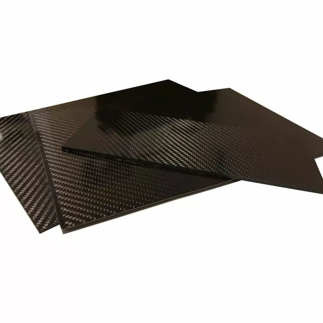 (2) Carbon Fiber Plate - 100mm x 250mm x 1mm Thick - 100% -3K Tow, Plain...